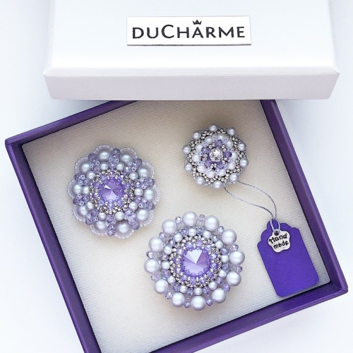 Сет из трех брошей Dove Grey Lilac