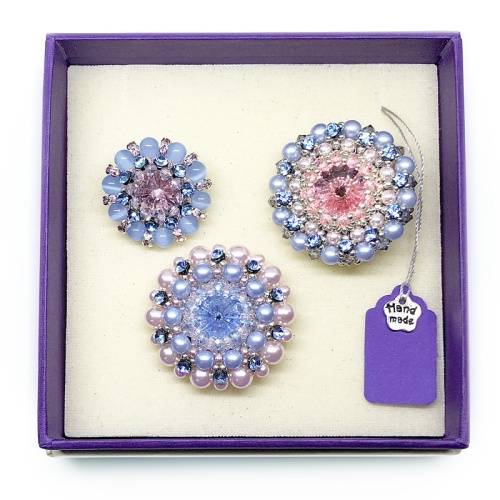 Сет из трех брошей Blue Sky Rose